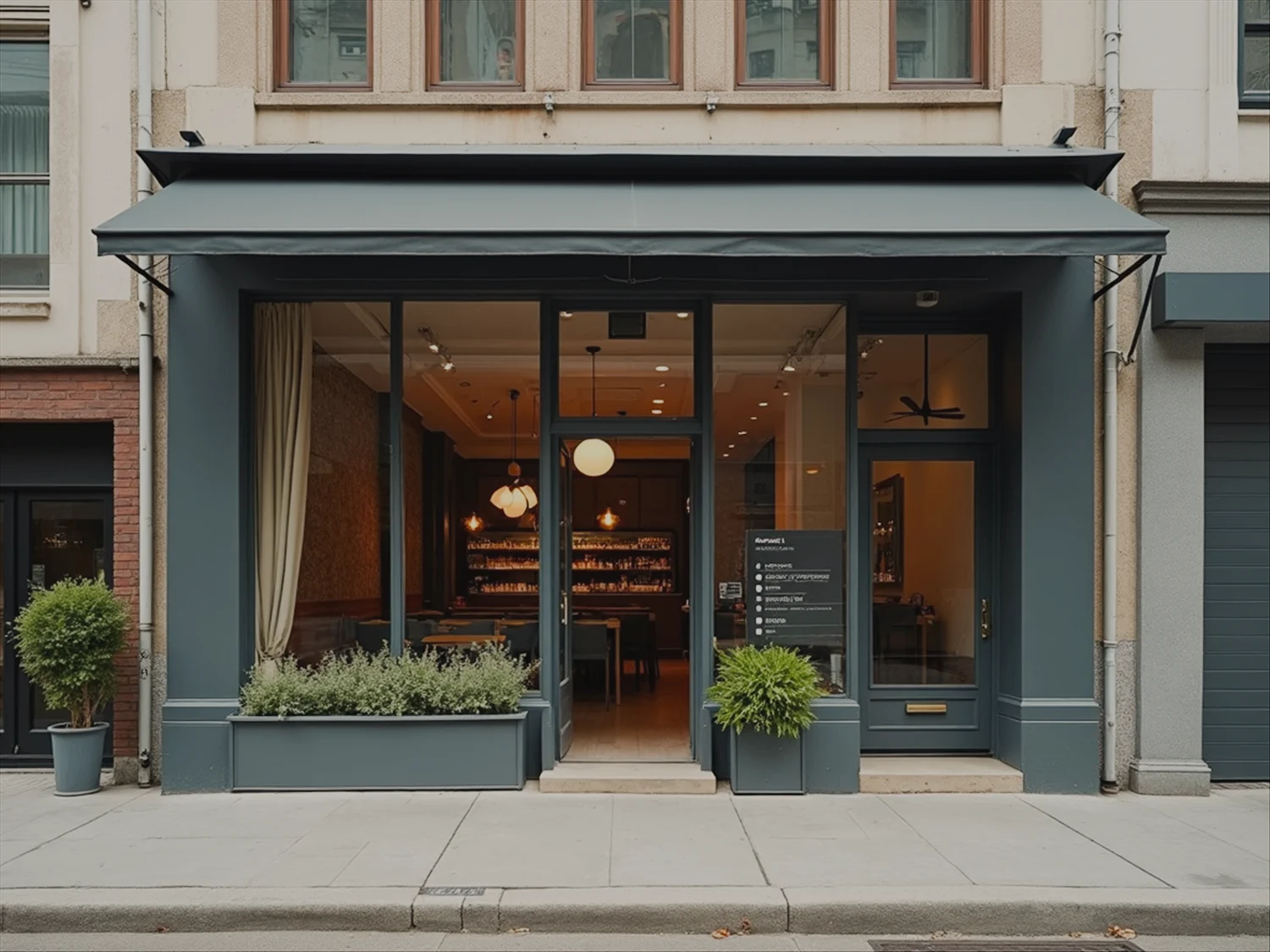 A commercial storefront exterior cleaned