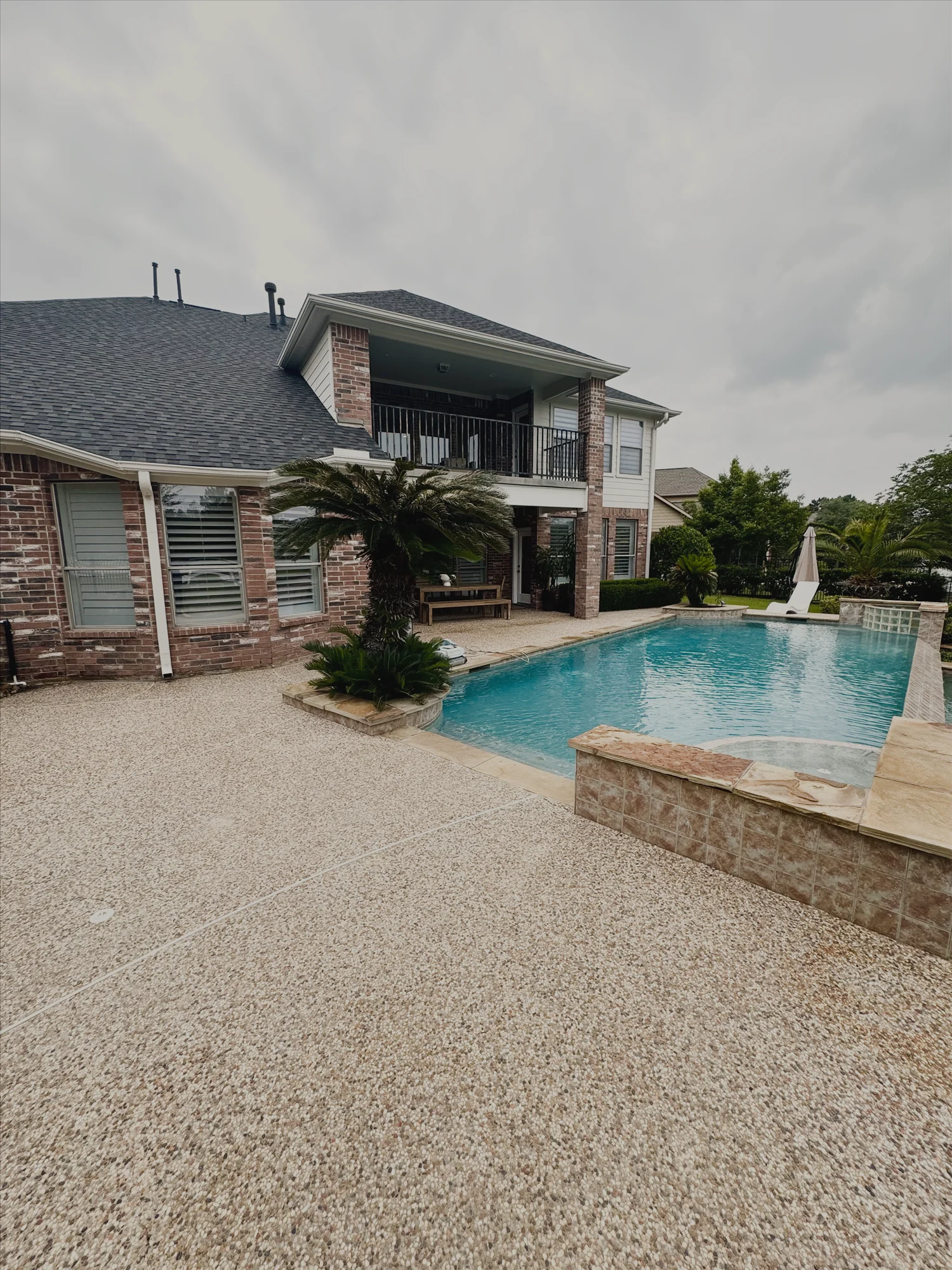 A cleaned pool deck and patio